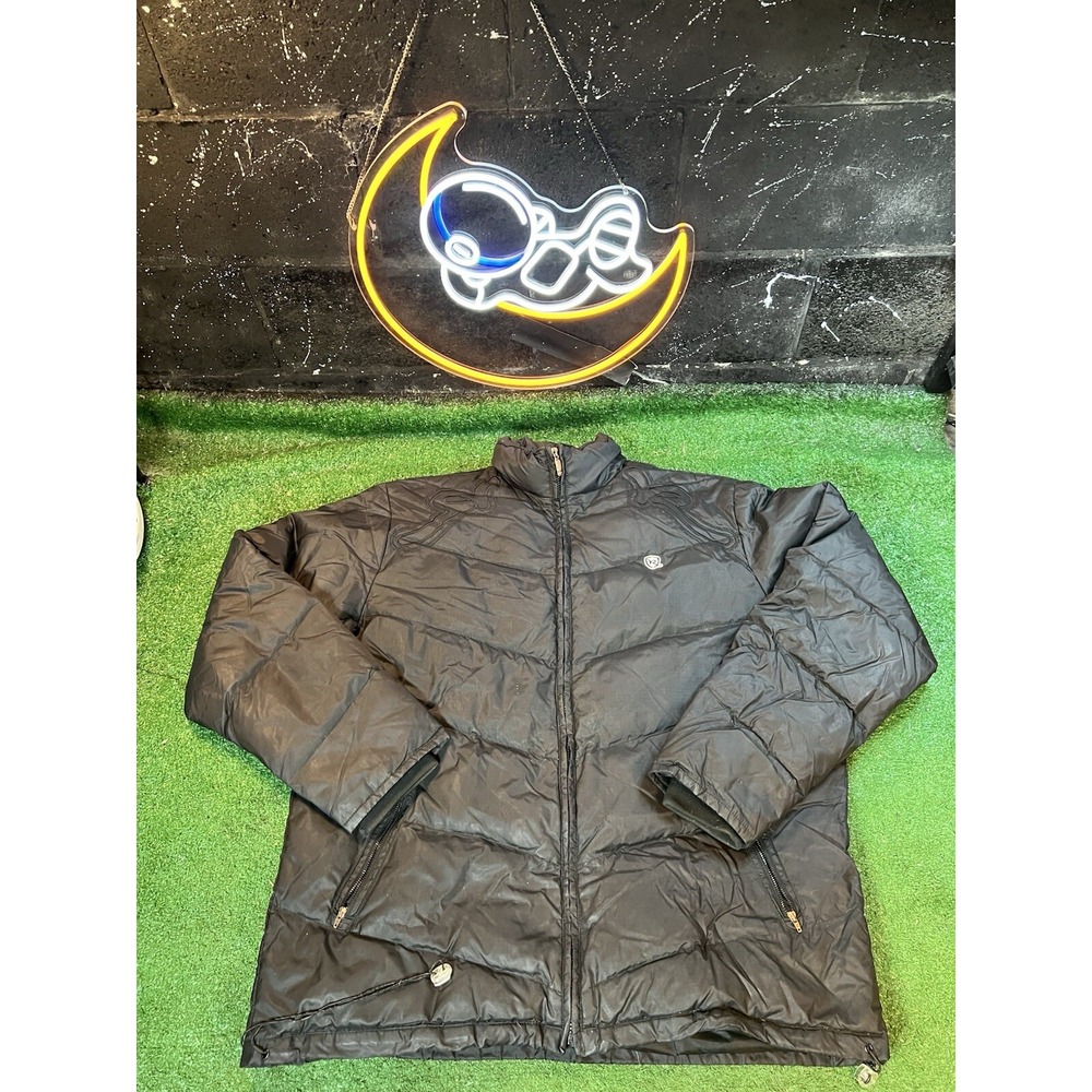 Rockawear Y2K Black Quilted Puffer Jacket Coat Men's Size 2XL Embroidered Logo